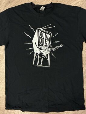 Gildan Black Tee with White Graphic